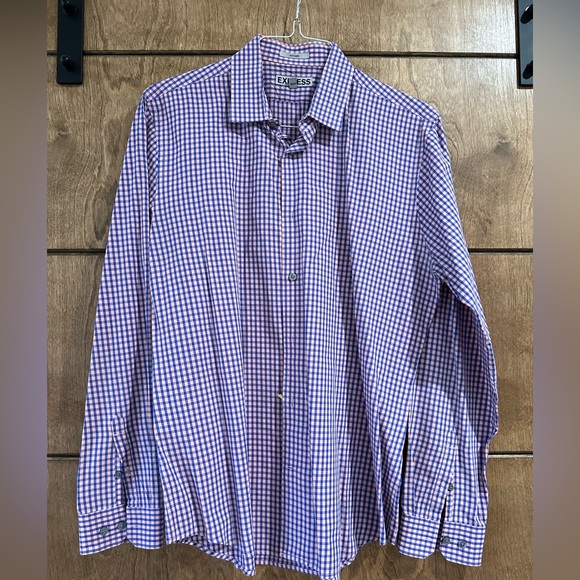 Express men’s button down pink and navy size L - Picture 1 of 3